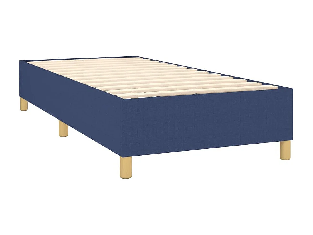 Cama box spring c/ colchão e LED 90x190 cm tecido azul