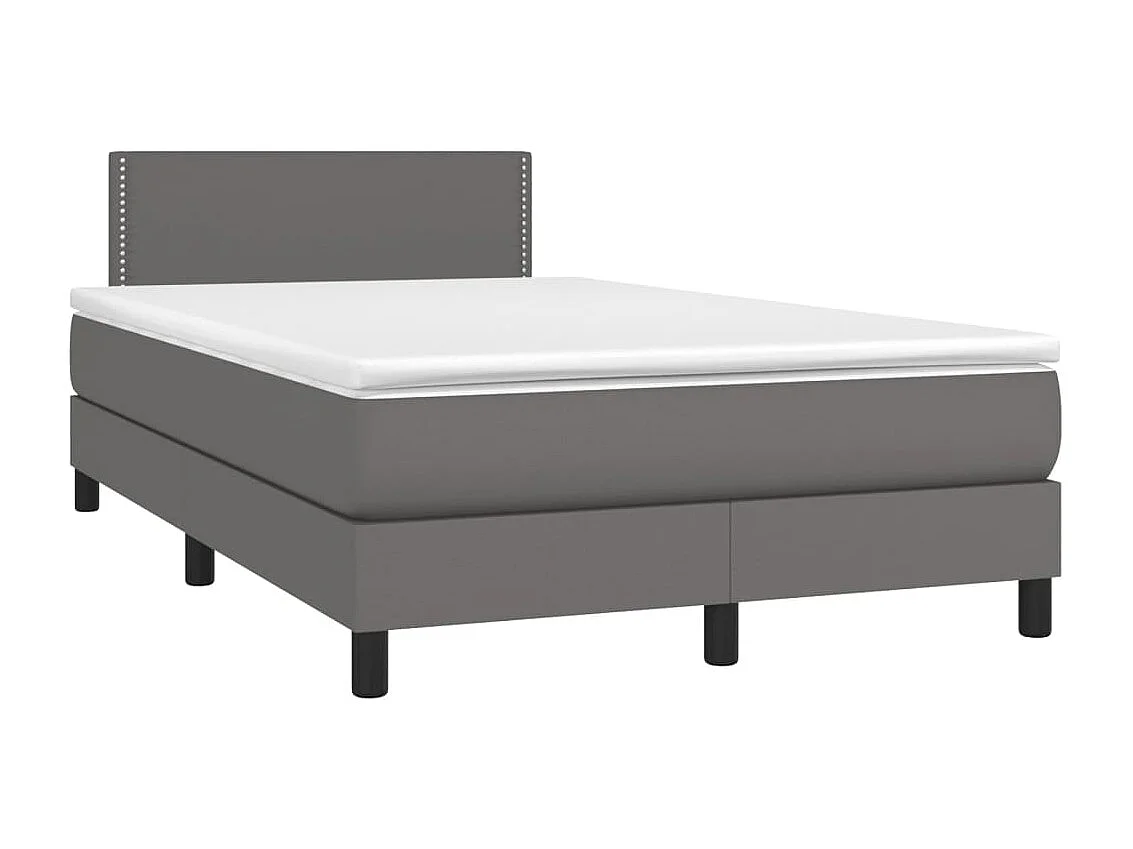 Cama boxspring com colchão 120x190 cm couro artificial cinzento