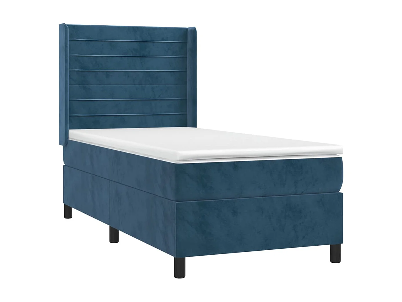 Sommier tapissier et matelas et LED Bleu foncé 80x200cm Velours
