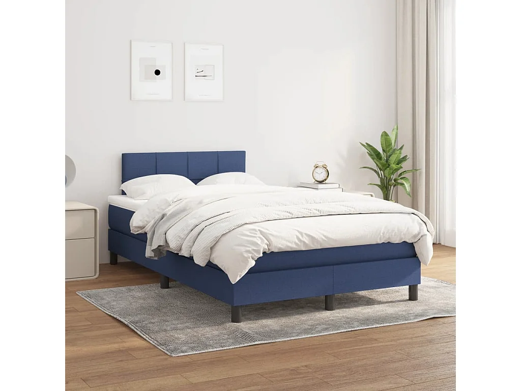 Boxspring met matras stof blauw 120x190 cm