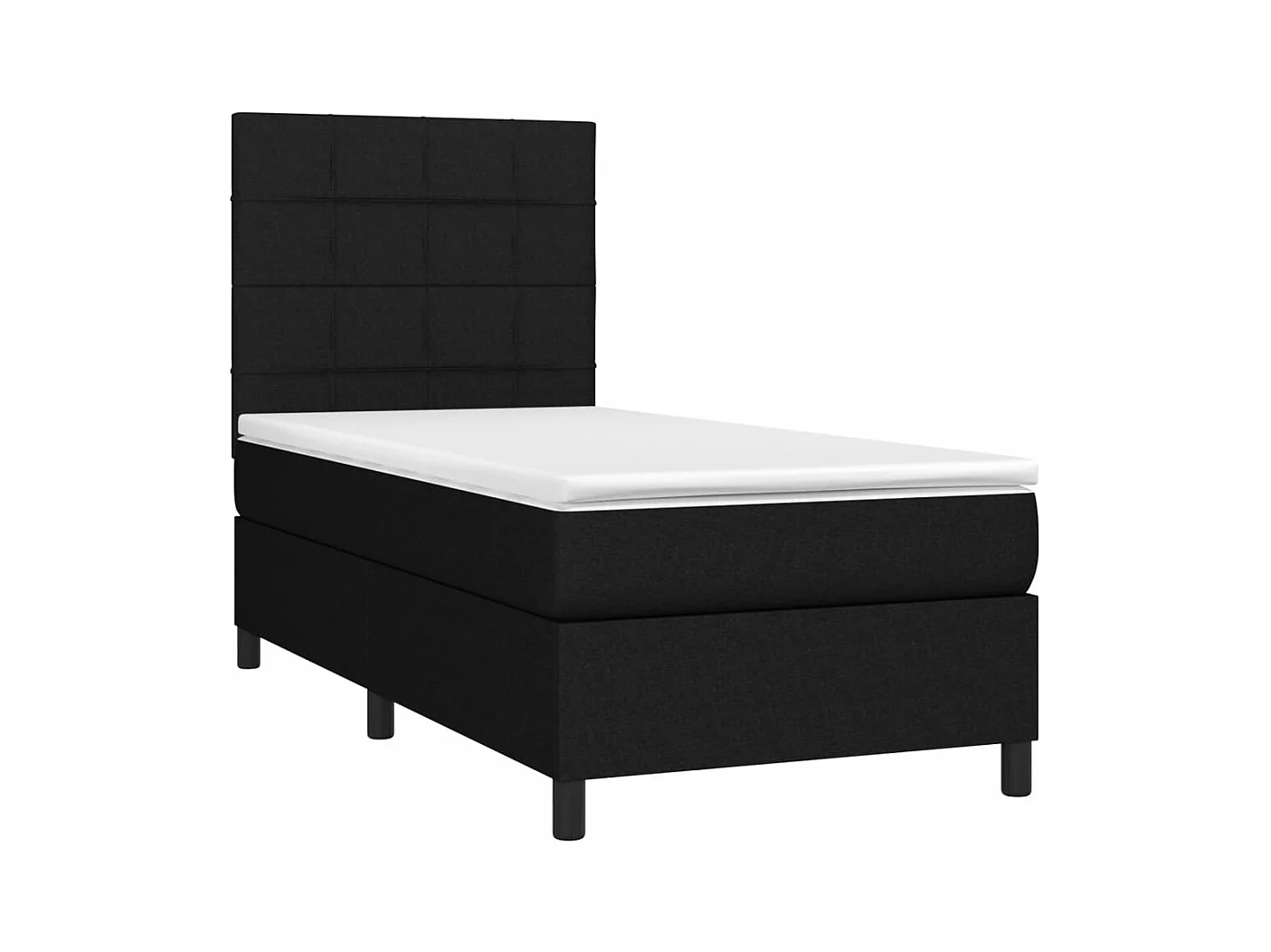 Cama box spring c/ colchão e LED 90x200 cm tecido preto