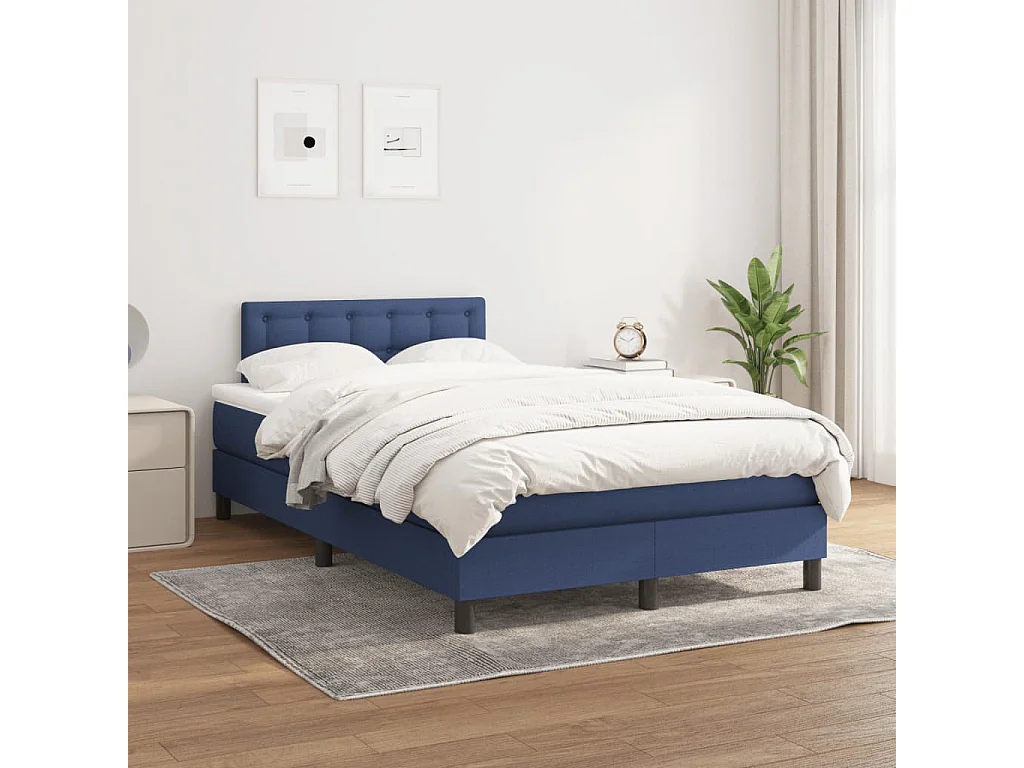 Boxspring met matras stof blauw 120x190 cm