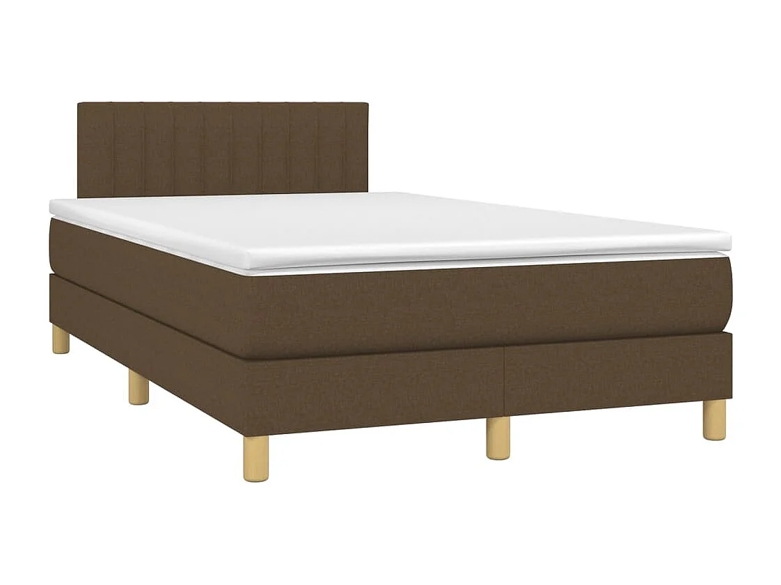 Cama box spring con colchón y LED tela marrón oscuro 120x190 cm