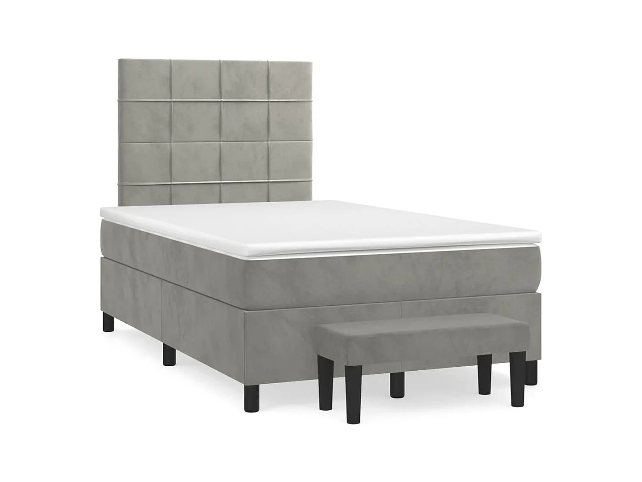 Cama boxspring com colchão 120x190 cm veludo cinzento-claro