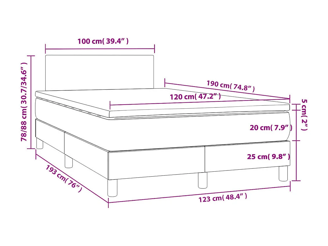 Boxspring met matras stof blauw 120x190 cm