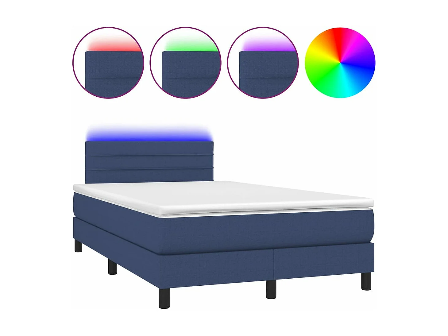 Boxspring met matras en LED stof blauw 120x190 cm