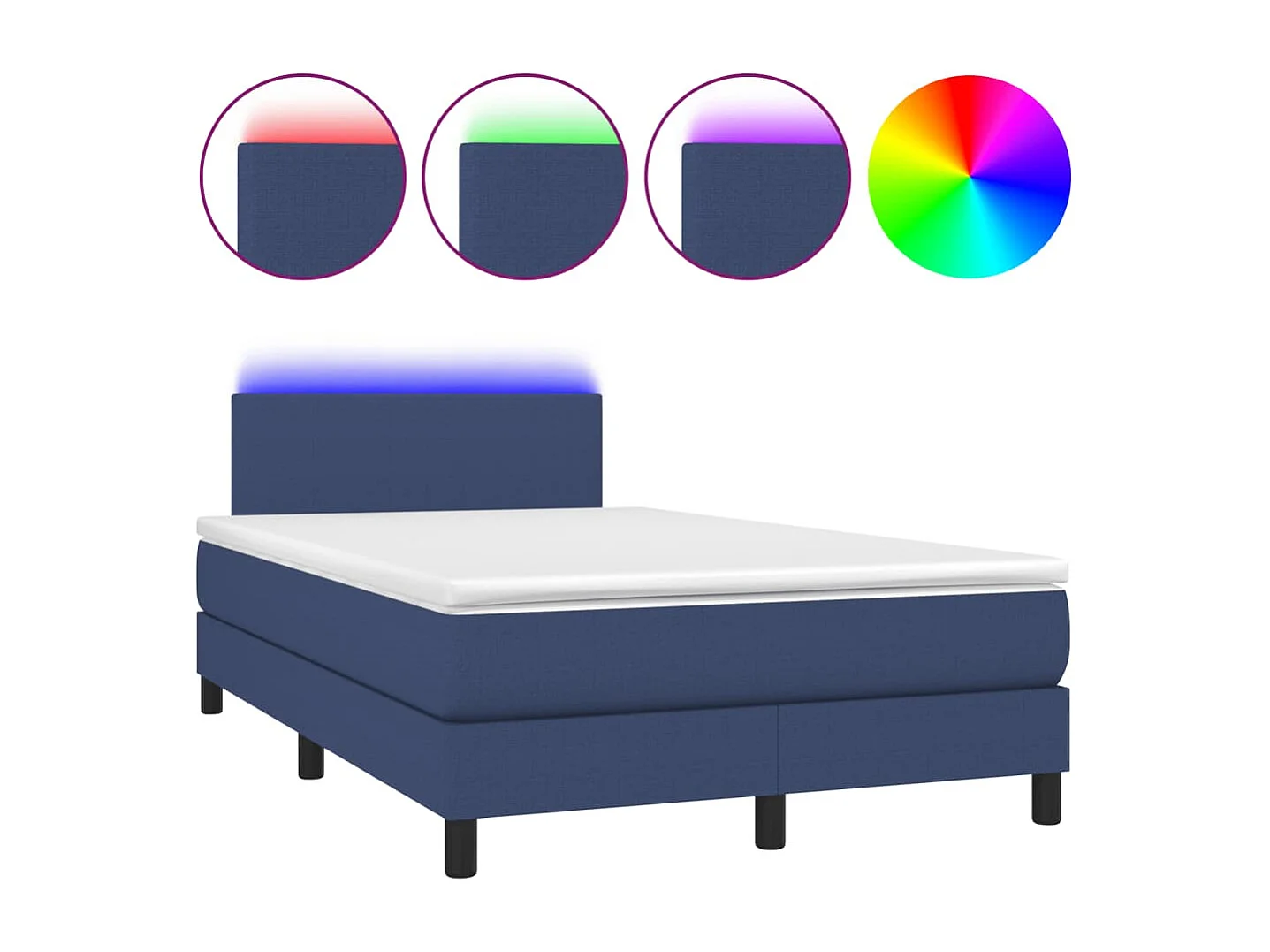 Boxspring met matras en LED stof blauw 120x190 cm