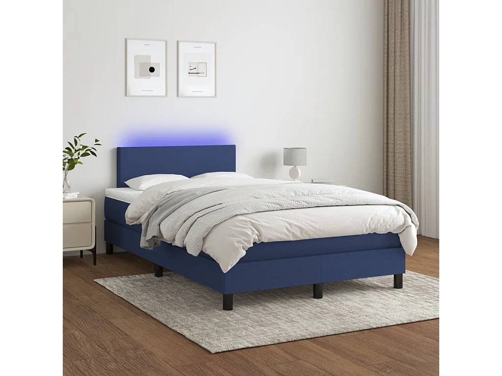 Boxspring met matras en LED stof blauw 120x190 cm