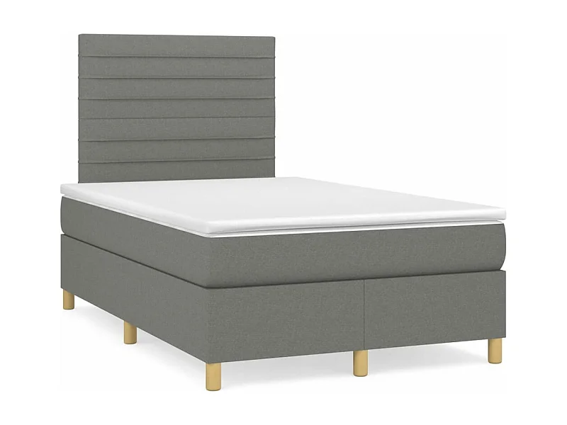 Cama box spring con colchón tela gris oscuro 120x190 cm