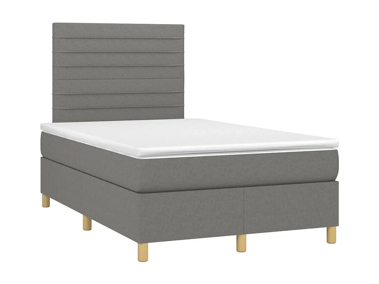 Cama box spring con colchón tela gris oscuro 120x190 cm