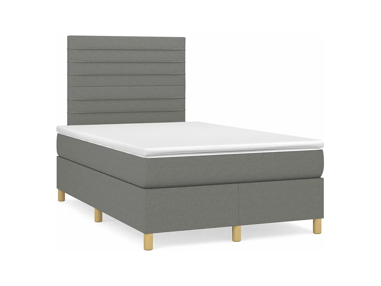 Sommier à lattes de lit avec matelas gris foncé 120x190cm tissu