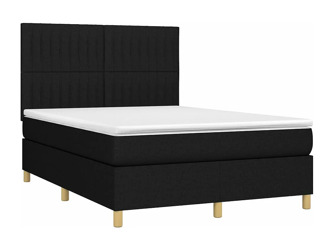 Sommier tapissier avec matelas et LED Noir 140x190 cm Tissu