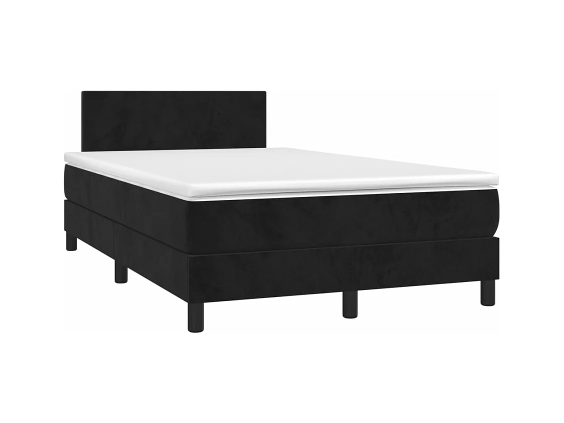 Sommier tapissier avec matelas et LED Noir 120 x 200 cm Velours