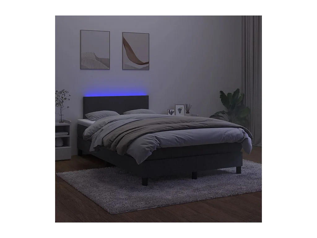 Sommier tapissier avec matelas et LED Noir 120 x 200 cm Velours