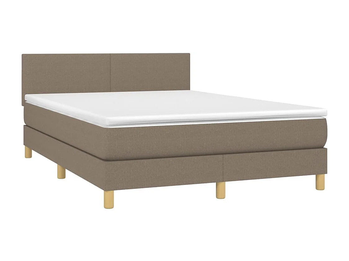 Sommier tapissier avec matelas et LED Taupe 140x200 cm Tissu