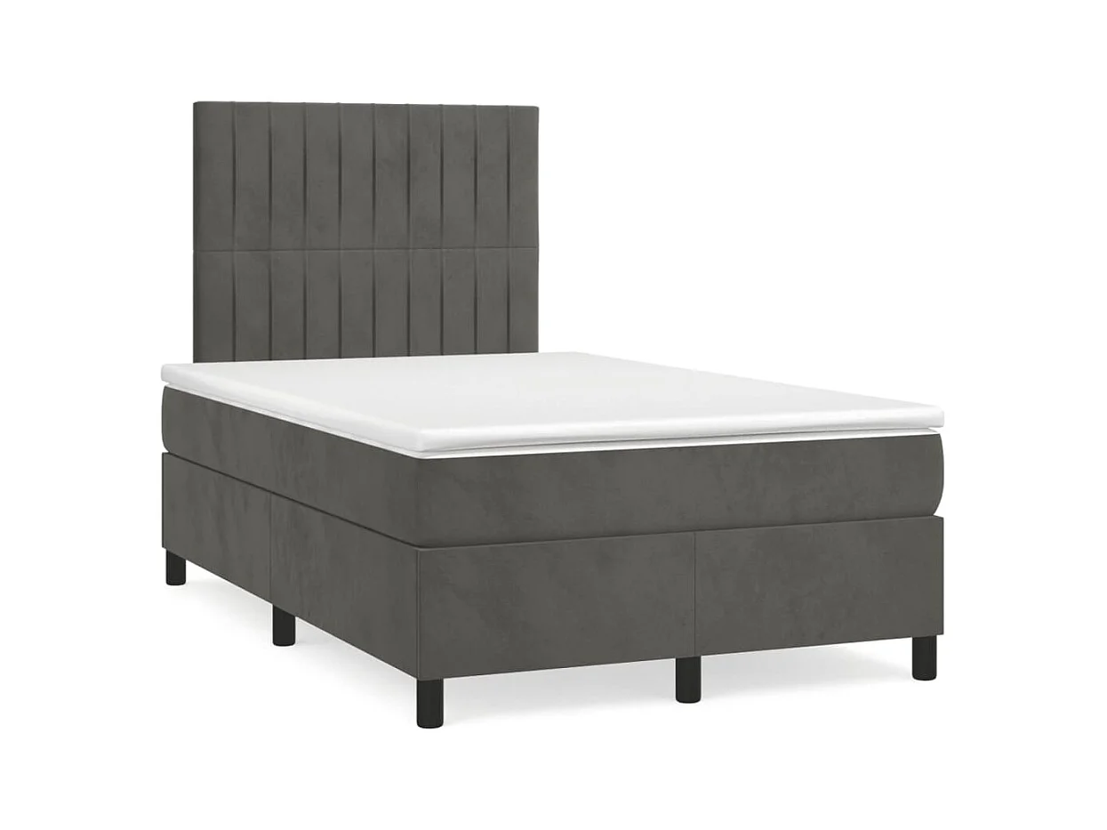 Sommier à lattes de lit avec matelas LED gris foncé 120x190 cm