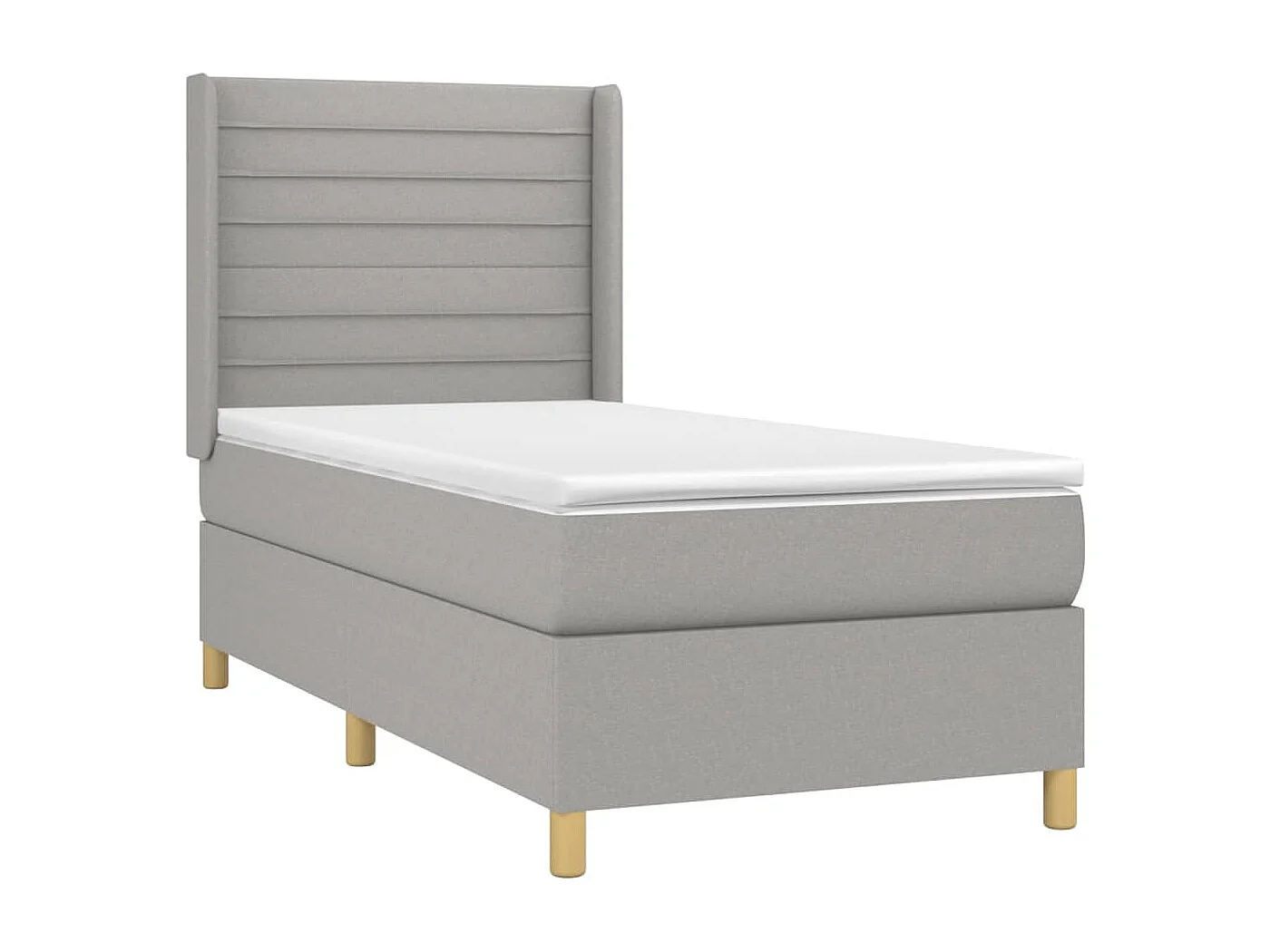Sommier tapissier avec matelas et LED Gris clair 90x200cm Tissu