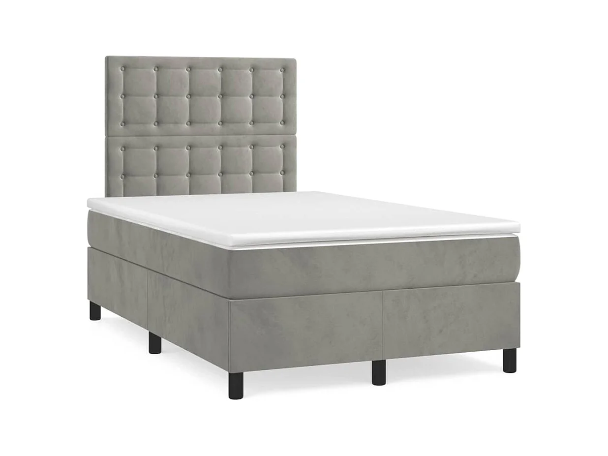 Boxspring met matras fluweel lichtgrijs 120x190 cm