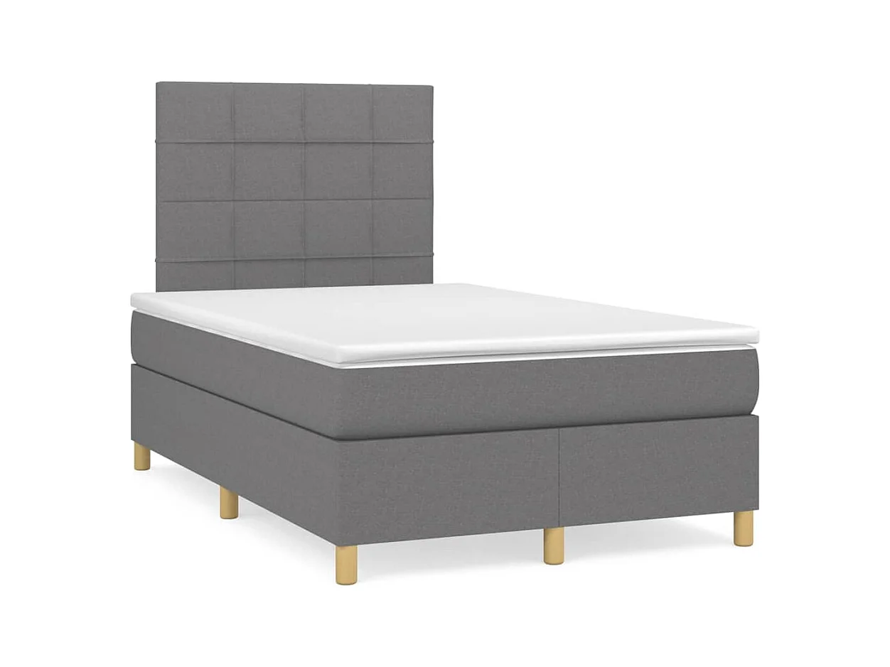 Boxspring met matras en LED stof donkergrijs 120x190 cm