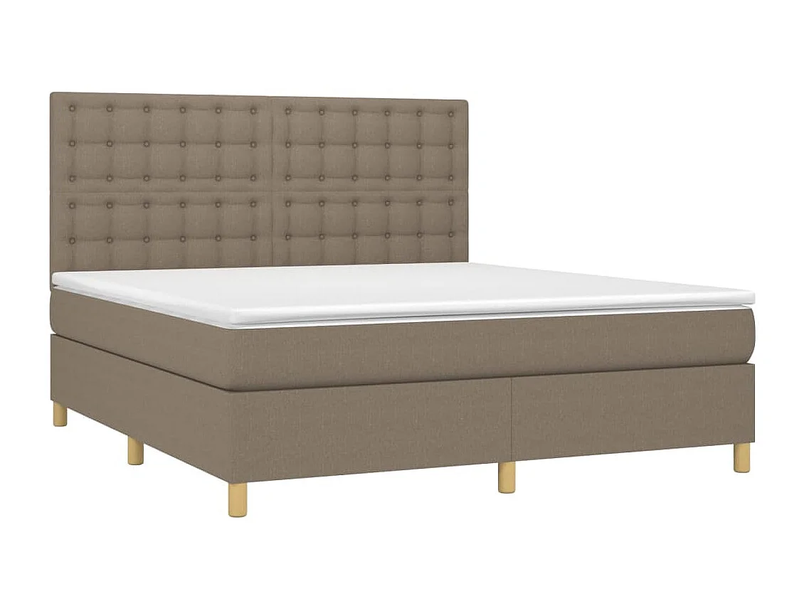 Sommier tapissier avec matelas et LED Taupe 180x200 cm Tissu