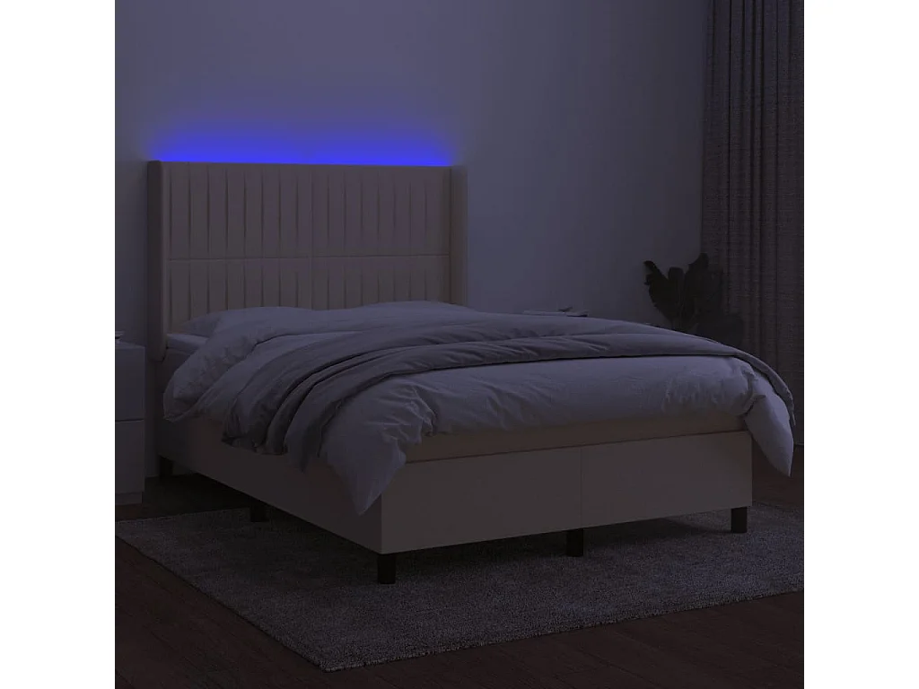 Boxspring met matras en LED stof crèmekleurig 140x190 cm