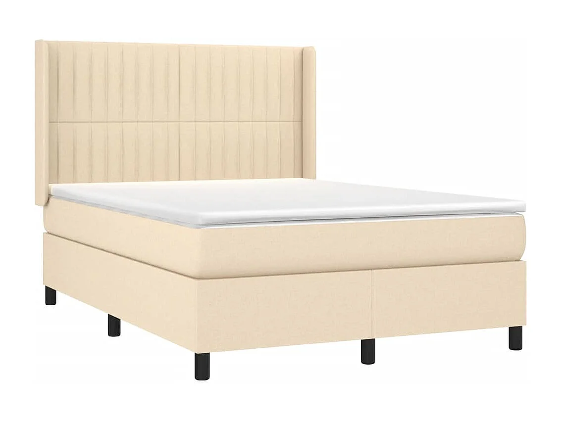 Sommier tapissier avec matelas et LED Crème 140x190 cm Tissu