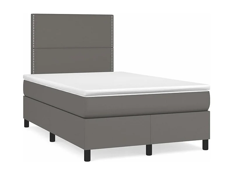Cama boxspring com colchão 120x190 cm couro artificial cinzento