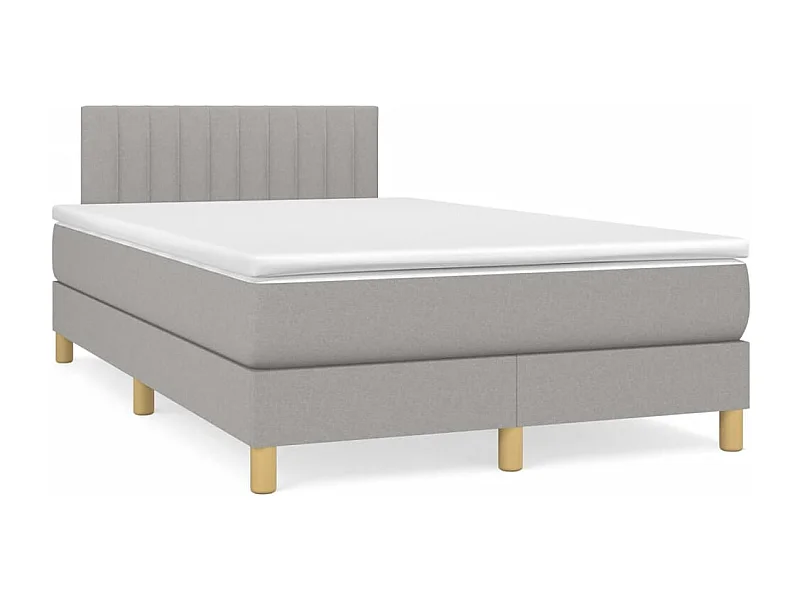 Cama box spring c/ colchão e LED 120x190 cm tecido cinza-claro