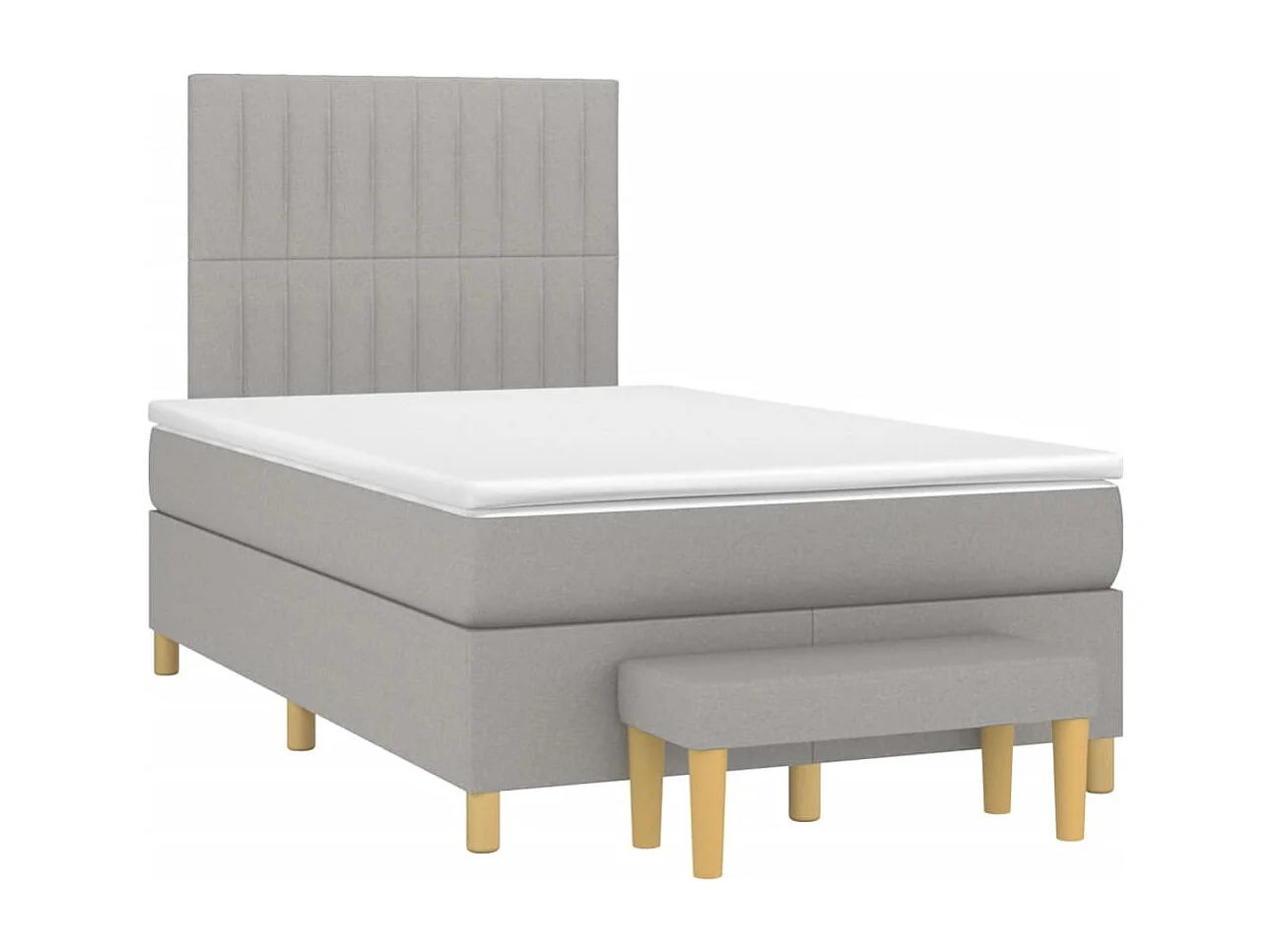 Cama boxspring com colchão 120x190 cm tecido cinzento-claro