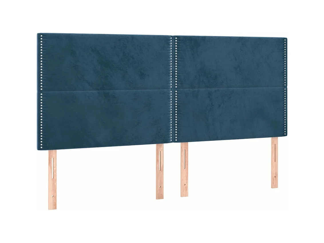 Cama box spring c/ colchão/LED 200x200 cm veludo azul-escuro