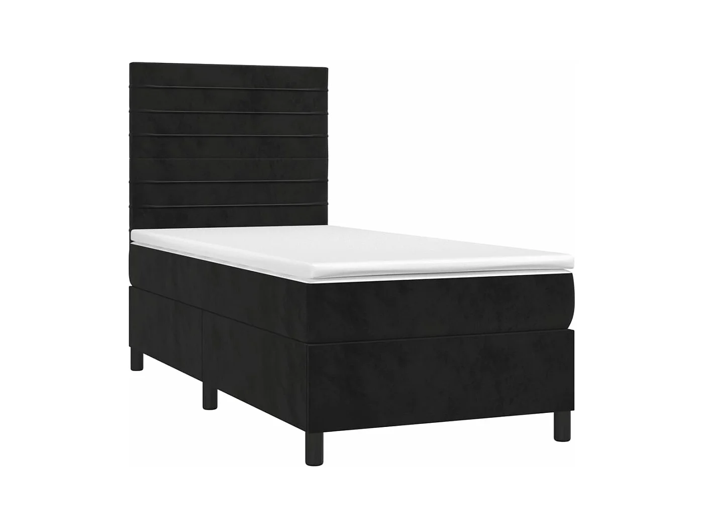 Cama box spring c/ colchão/LED 100x200 cm veludo preto