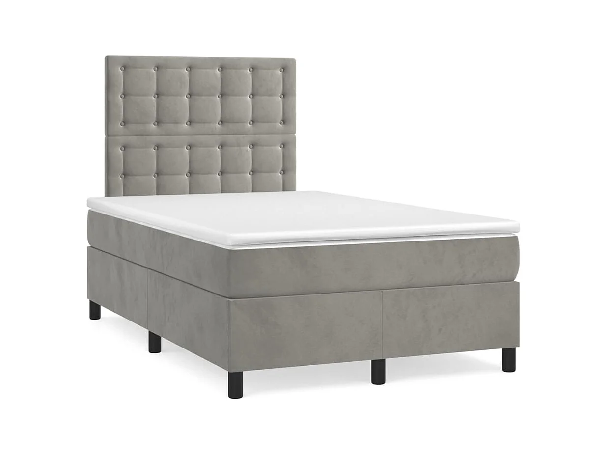 Boxspring met matras en LED fluweel lichtgrijs 120x190 cm