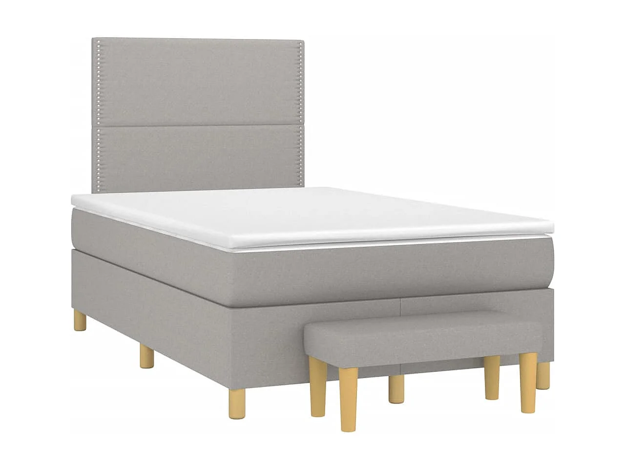 Cama boxspring com colchão 120x190 cm tecido cinzento-claro