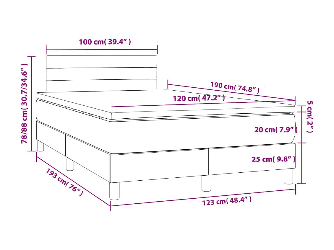 Boxspring met matras stof blauw 120x190 cm