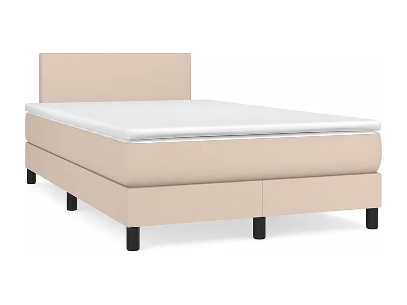 Cama boxspring c/ colchão 120x190cm couro artificial cappuccino
