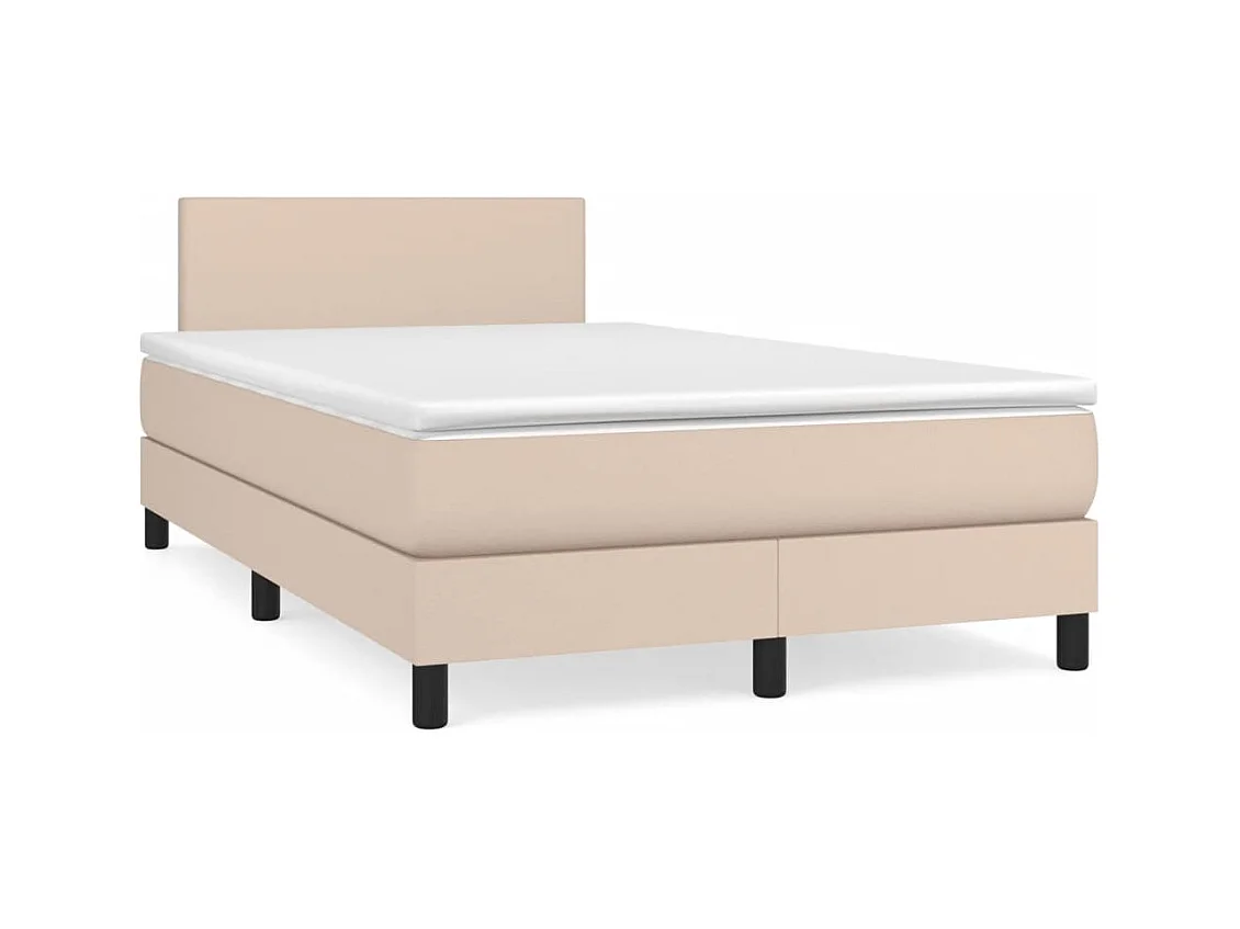 Cama box spring con colchón cuero sintético capuchino 120x190cm