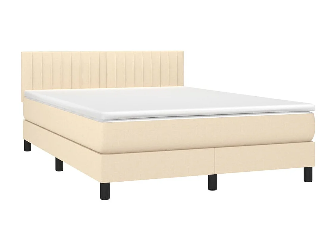 Sommier tapissier avec matelas et LED Crème 140x190 cm Tissu