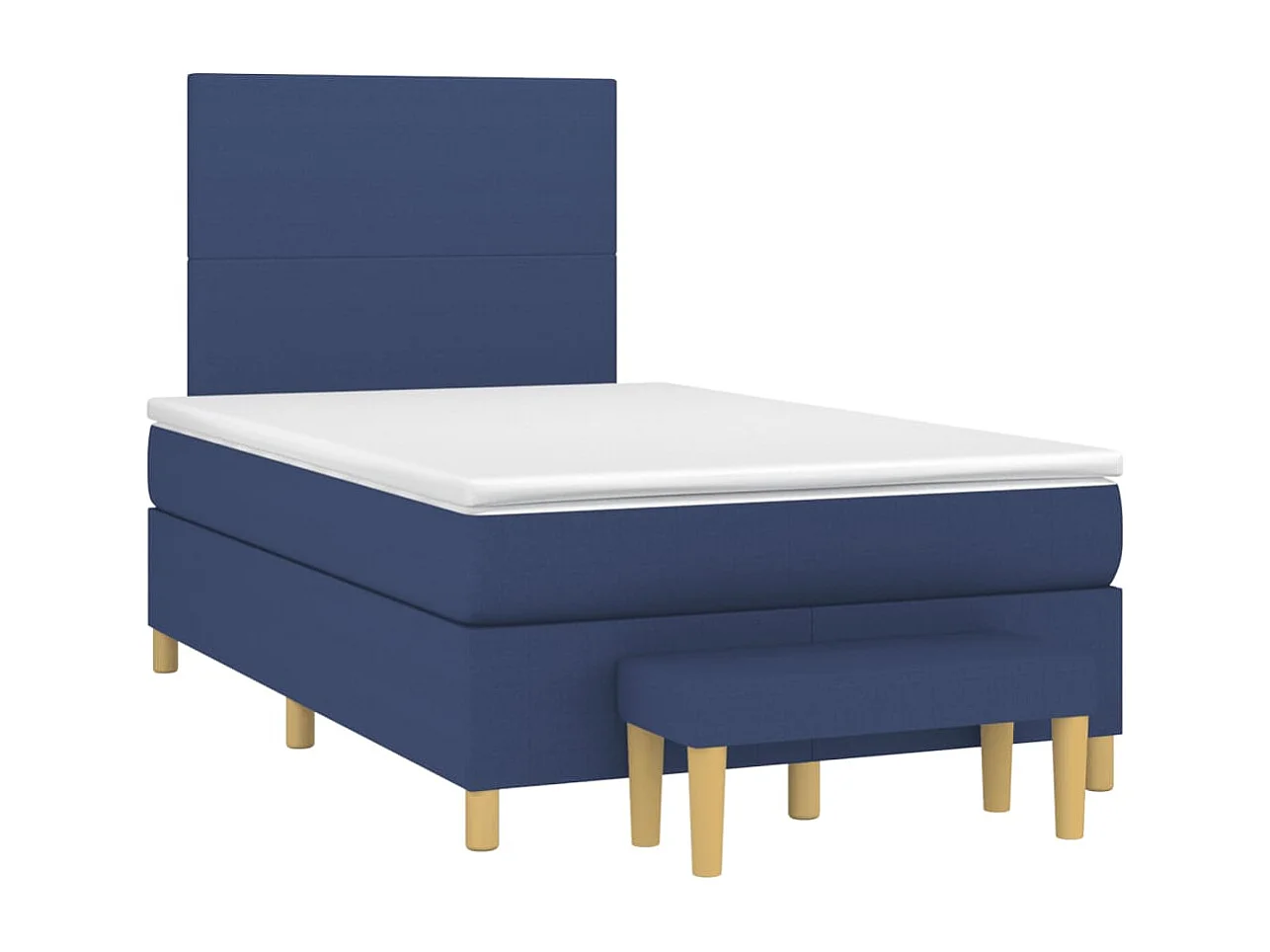 Cama box spring con colchón tela azul 120x190 cm
