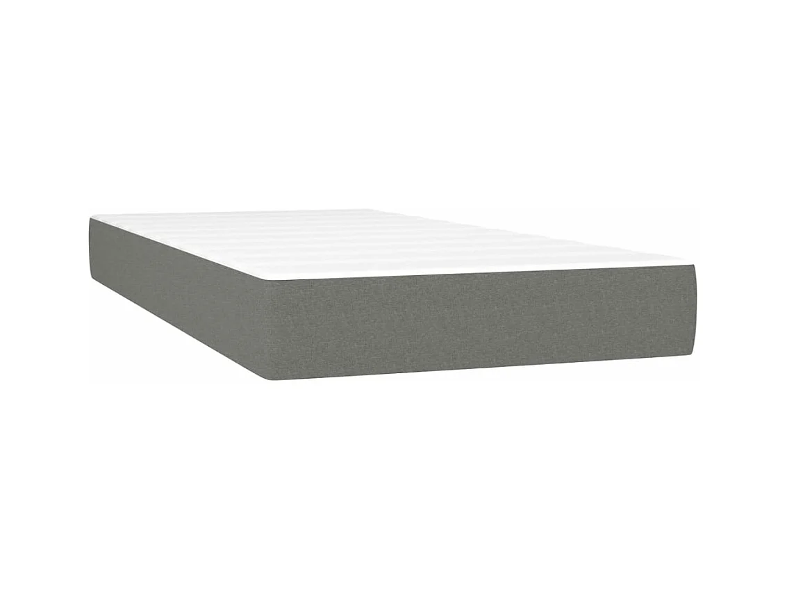 Cama box spring con colchón tela gris oscuro 120x190 cm