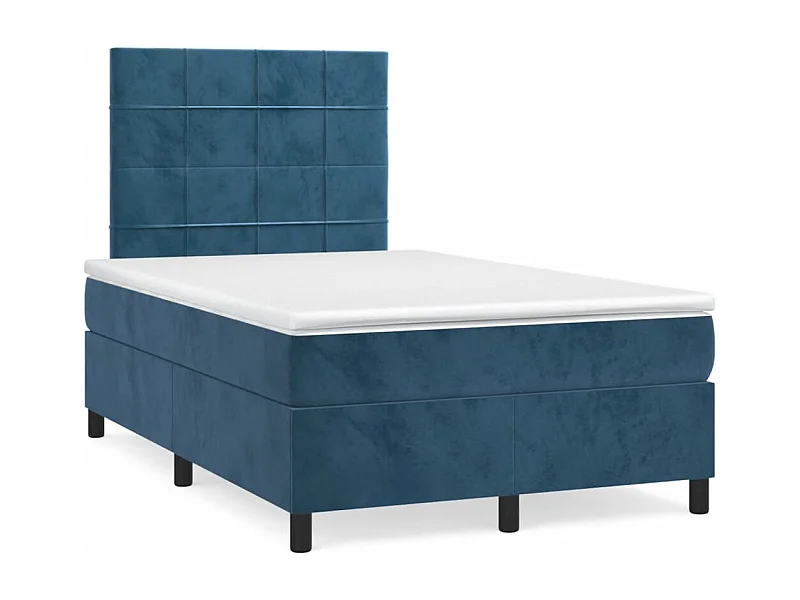Cama box spring colchón y LED terciopelo azul oscuro 120x190 cm