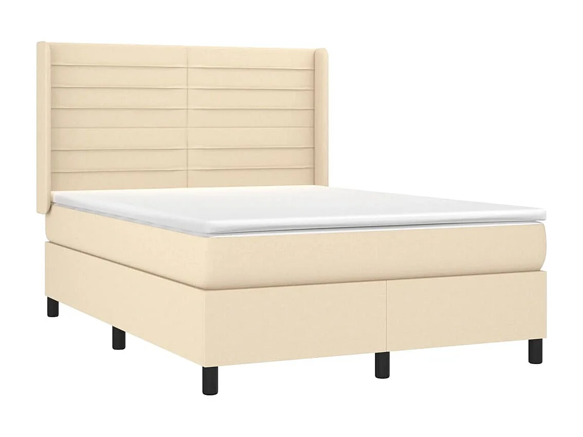 Sommier tapissier avec matelas et LED Crème 140x190 cm Tissu