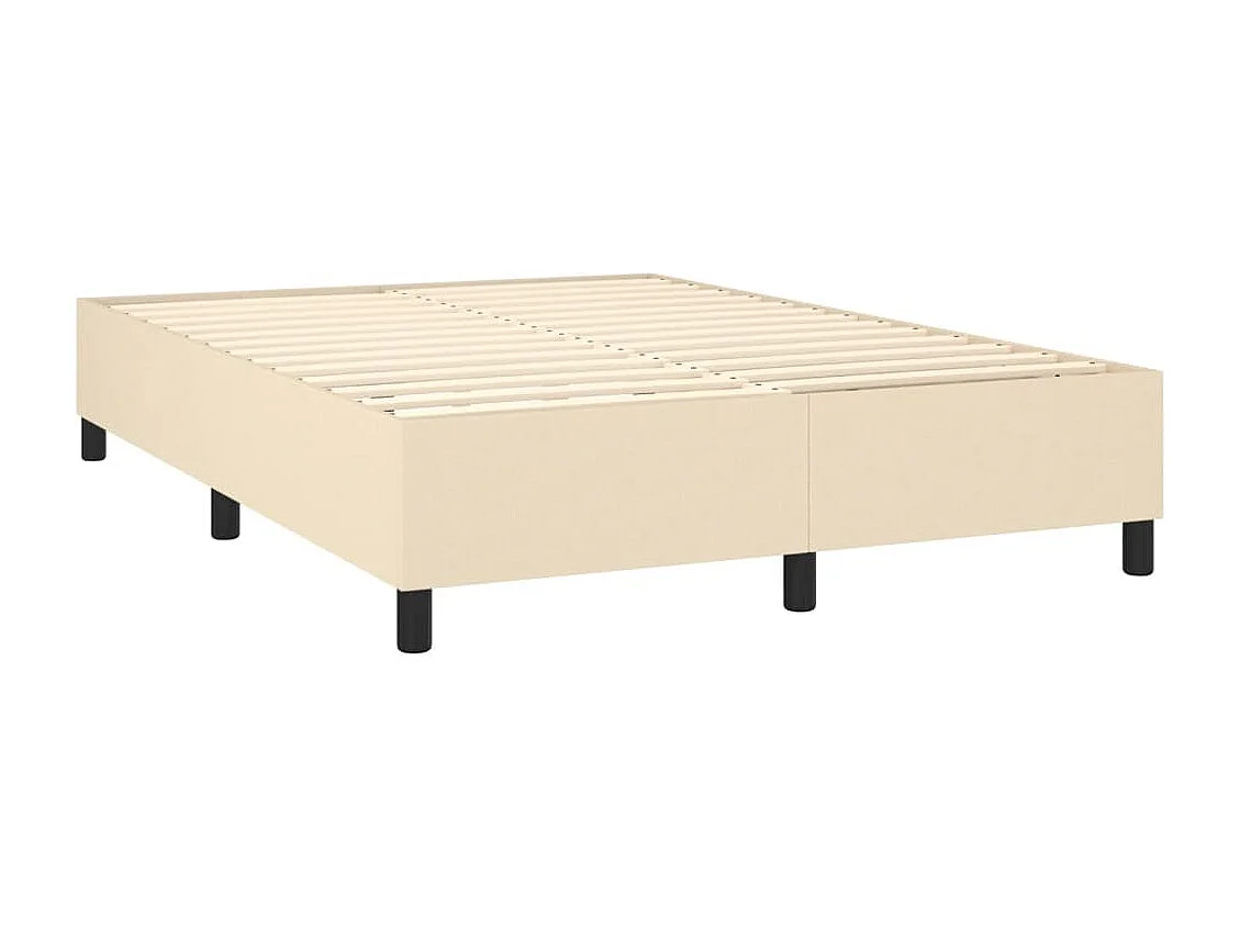 Cama box spring c/ colchão e LED 140x190 cm tecido cor creme