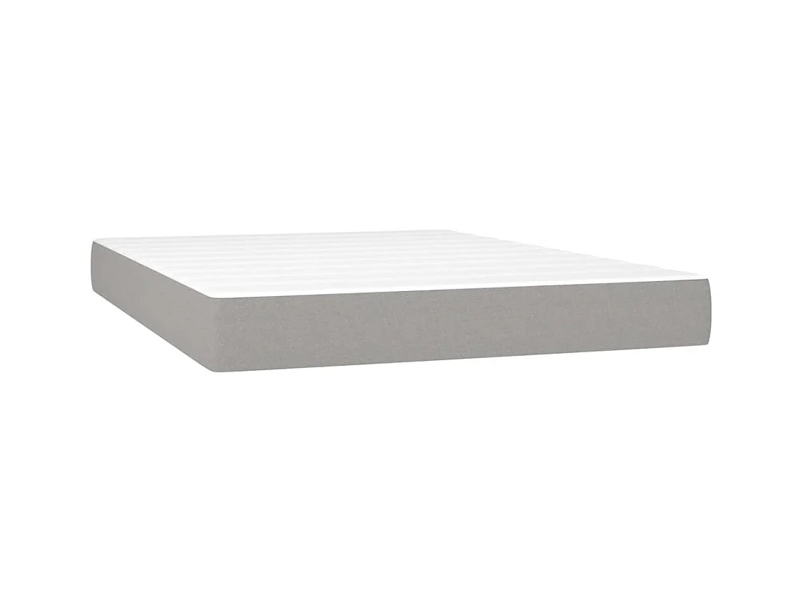 Cama box spring c/ colchão e LED 140x200 cm tecido cinza-claro
