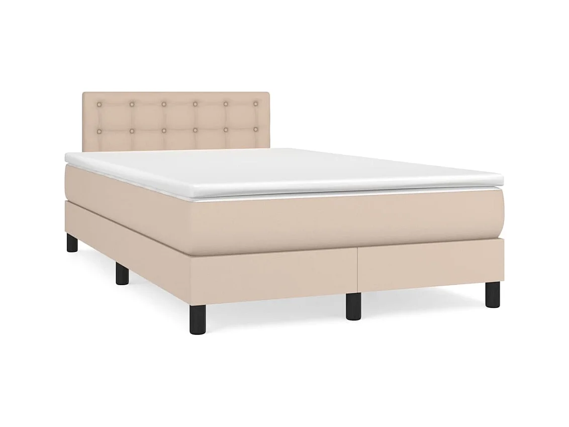 Cama box spring con colchón cuero sintético capuchino 120x190cm