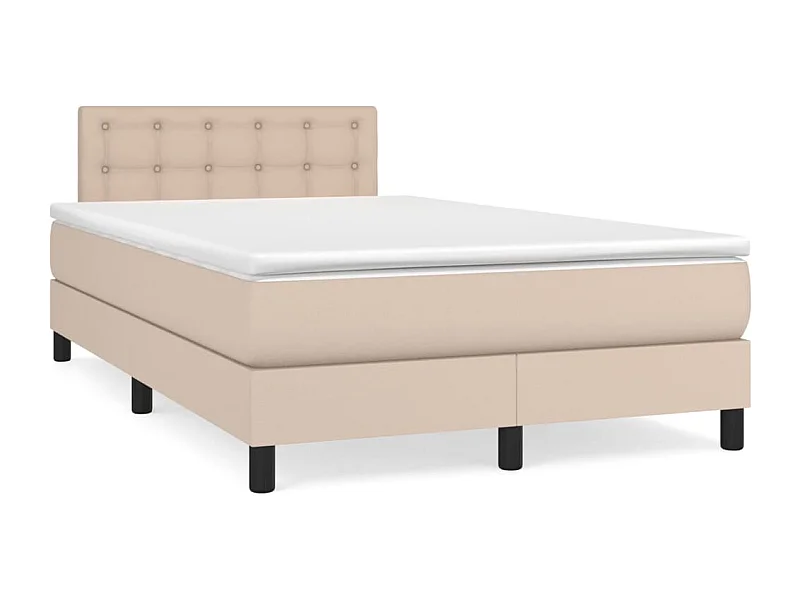 Cama box spring con colchón cuero sintético capuchino 120x190cm