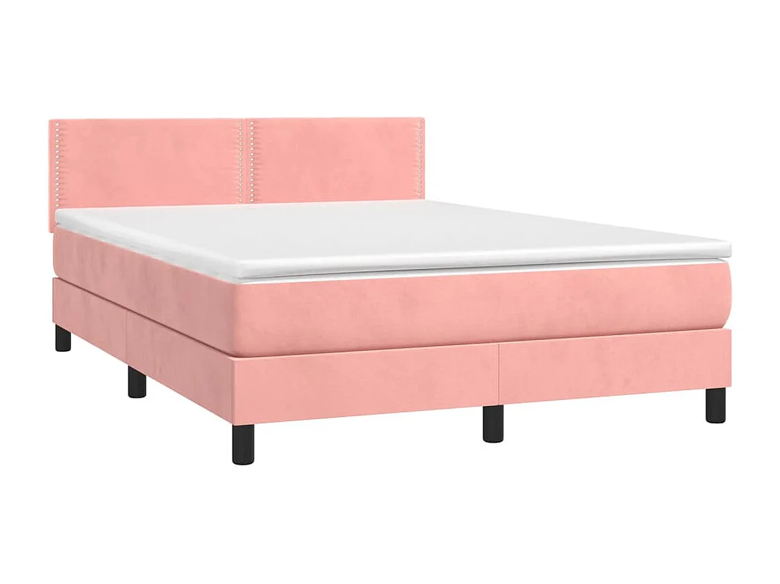Sommier tapissier avec matelas et LED Rose 140x190 cm Velours