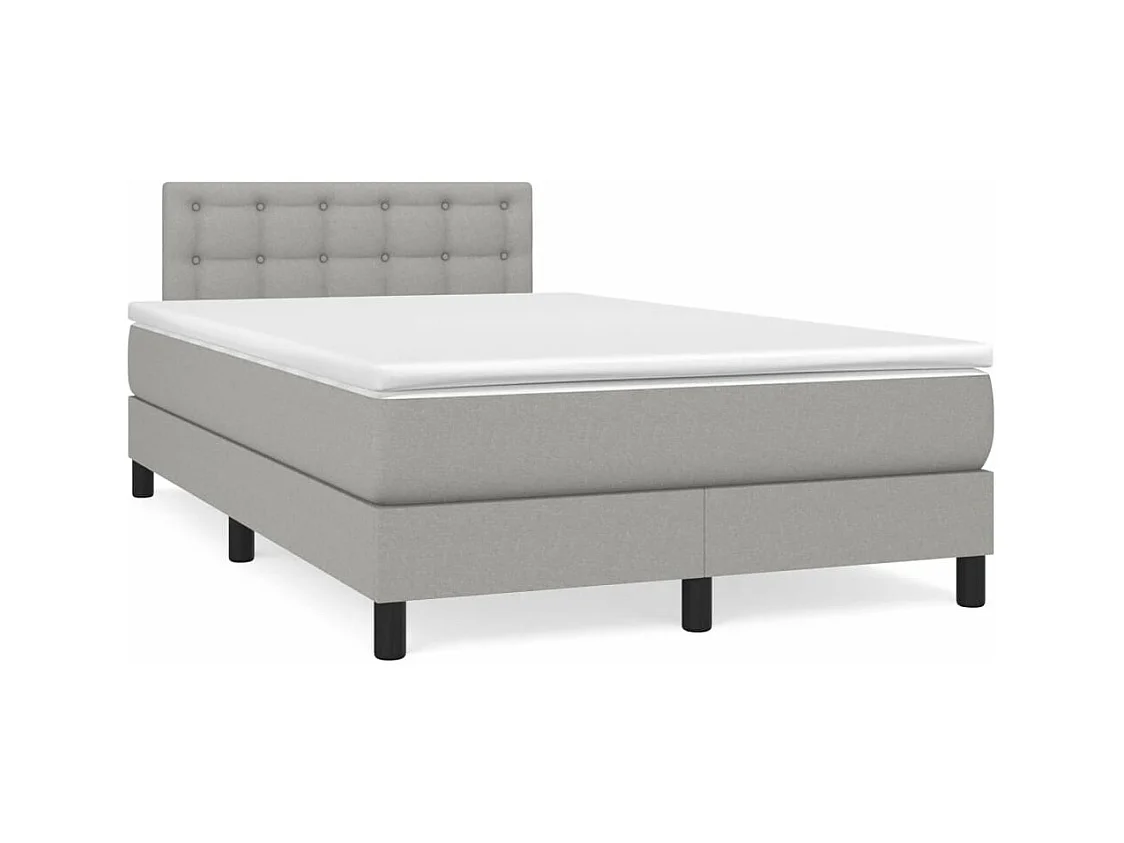 Cama boxspring com colchão 120x190 cm tecido cinzento-claro