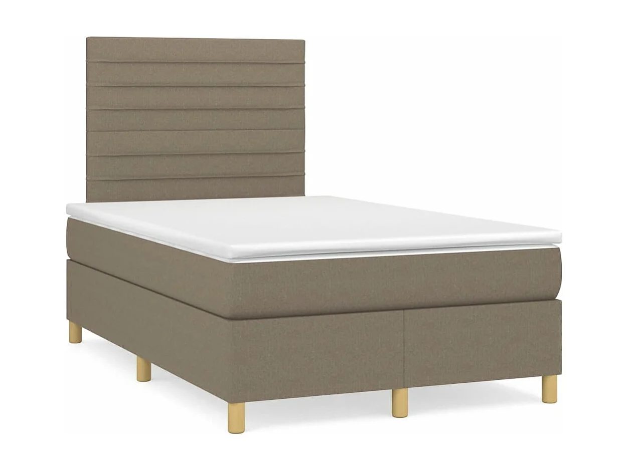 Cama box spring con colchón y LED tela gris taupe 120x190 cm