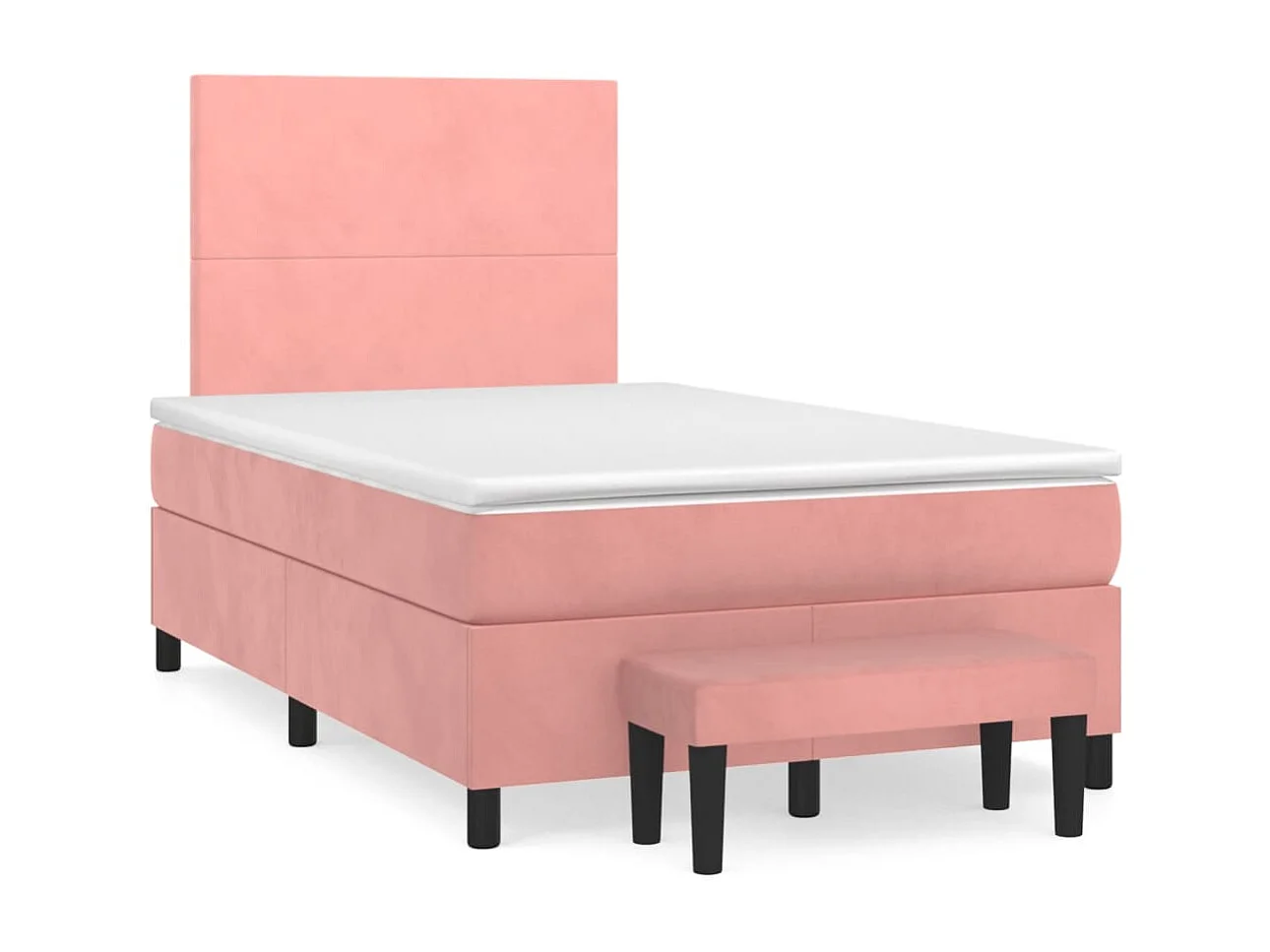 Sommier à lattes de lit avec matelas rose 120x190 cm velours