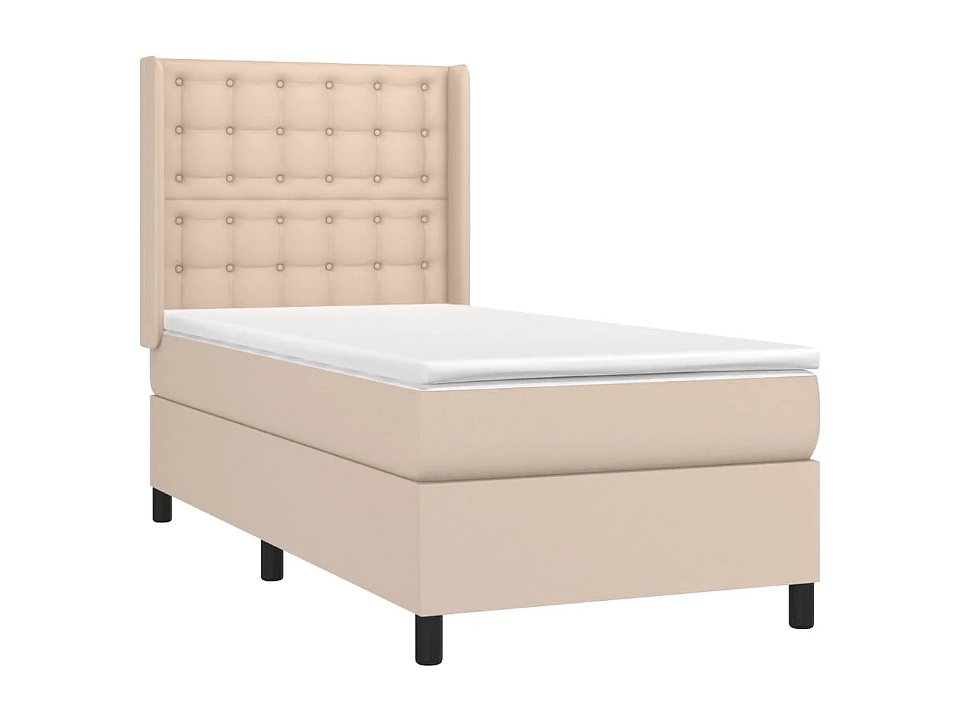Sommier tapissier matelas et LED Cappuccino 80x200cm Similicuir